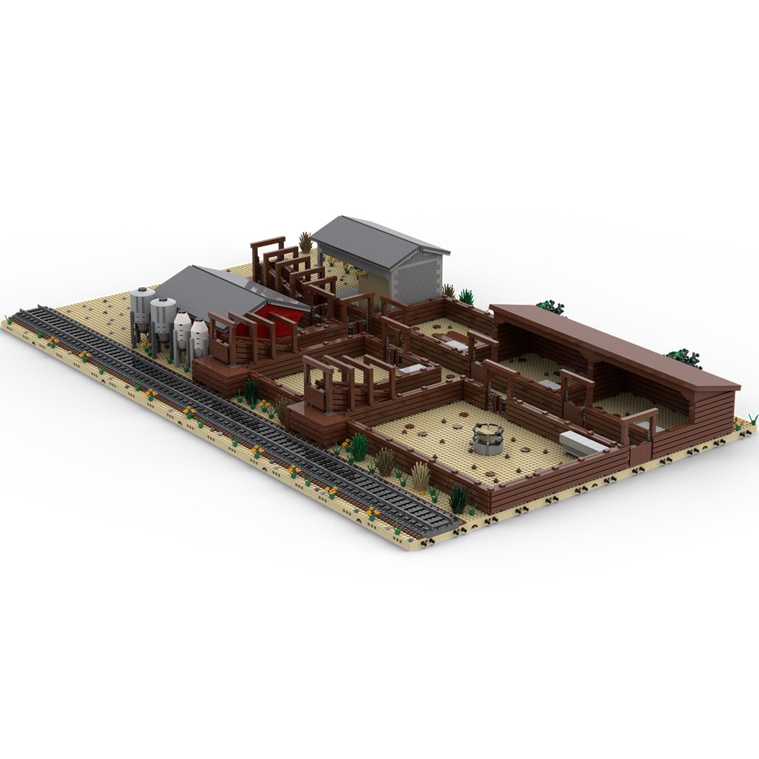 MOC - 131286 Railroad Stock Yard Mini Railway Scene - LesDiy -