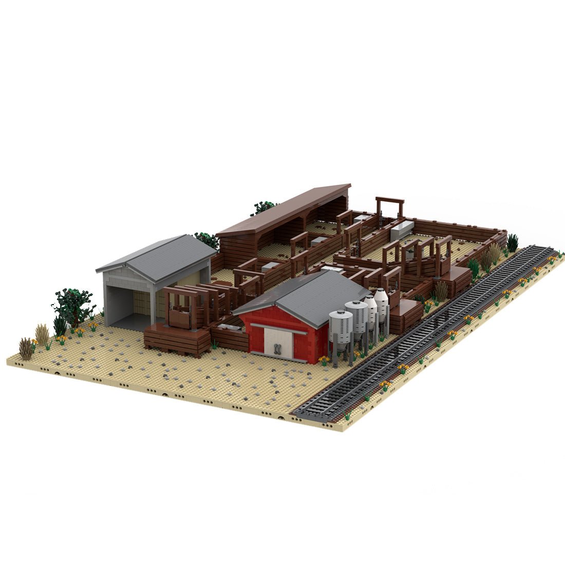 MOC - 131286 Railroad Stock Yard Mini Railway Scene - LesDiy -