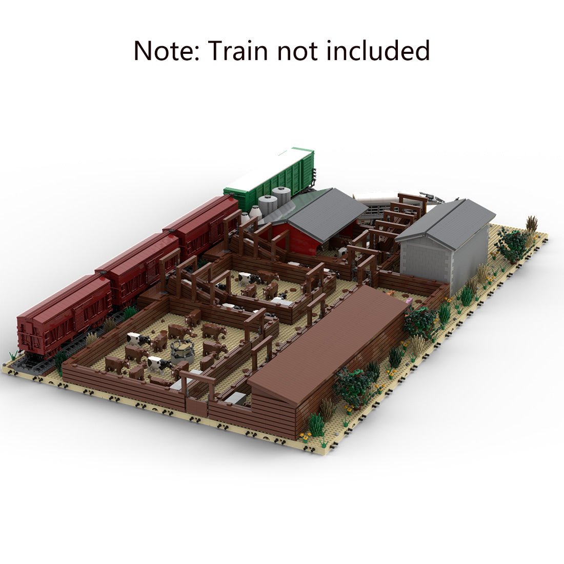 MOC - 131286 Railroad Stock Yard Mini Railway Scene - LesDiy -