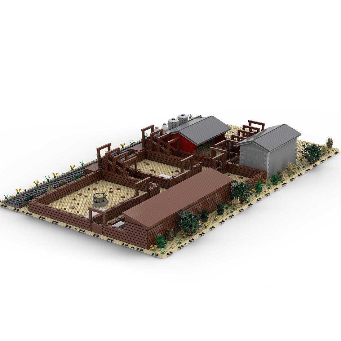 MOC - 131286 Railroad Stock Yard Mini Railway Scene - LesDiy -