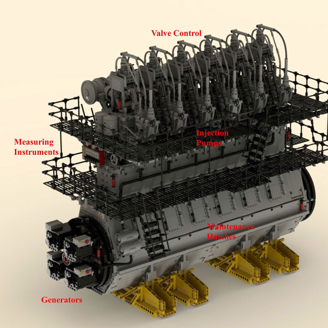 MOC - 141278 1/17 Scale 2 - Stroke Marine Diesel Engine - LesDiy -