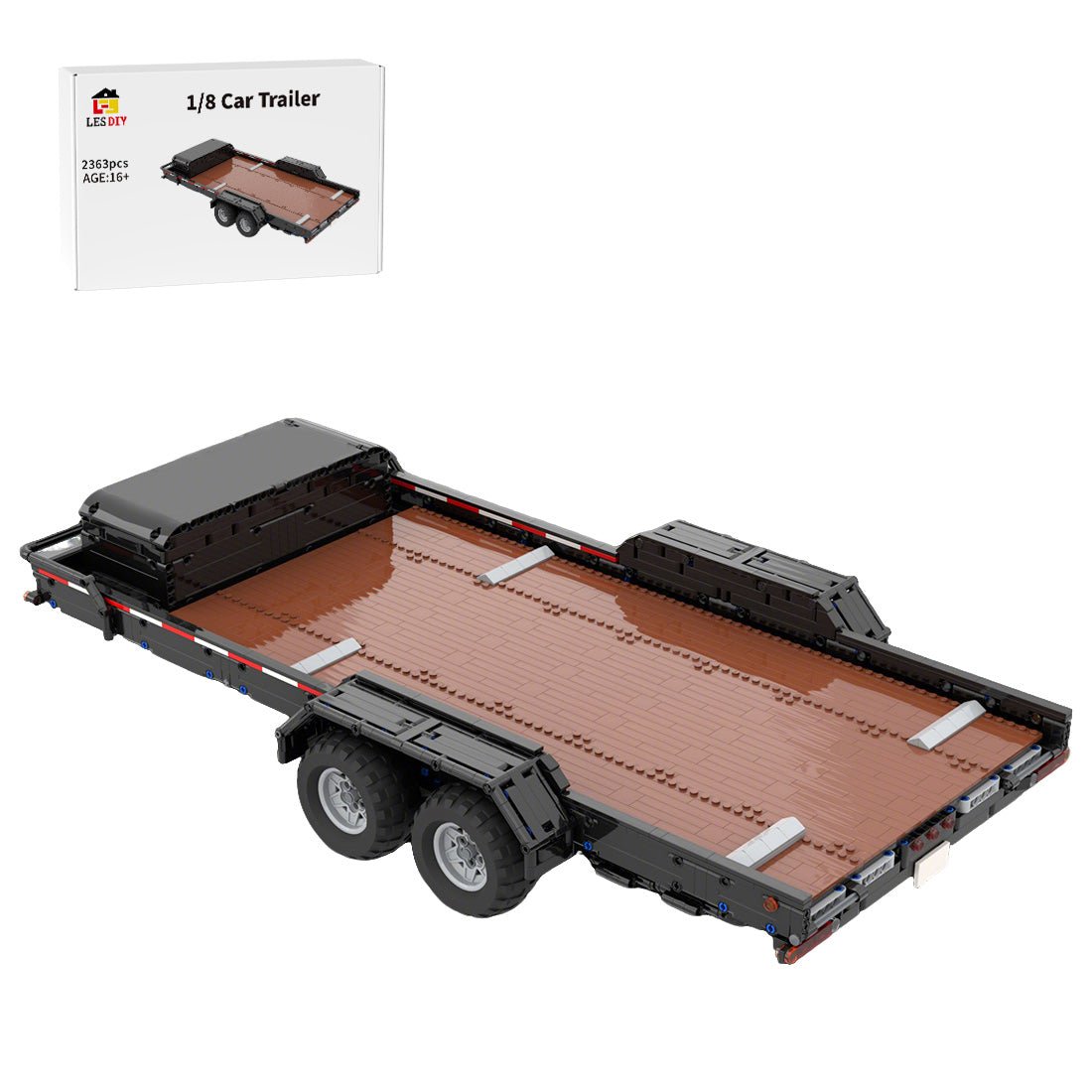MOC - 141762 1/8 Car Trailer (5x7 Frame with Wooden Platform) Building Blocks - LesDiy -