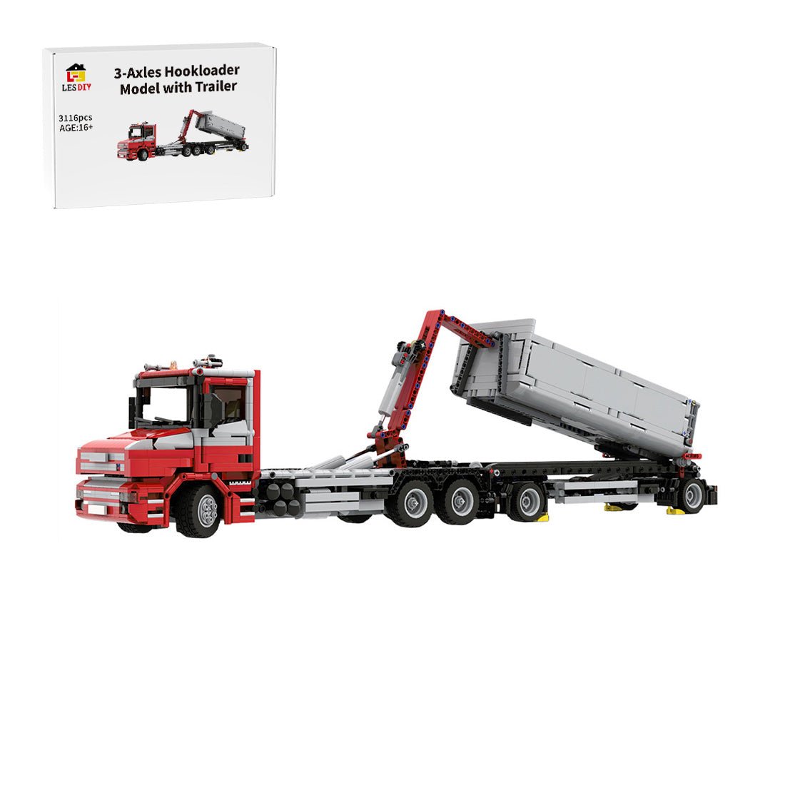 MOC - 147918 Scania T114 3 Axles Hookloader with Trailer - LesDiy -