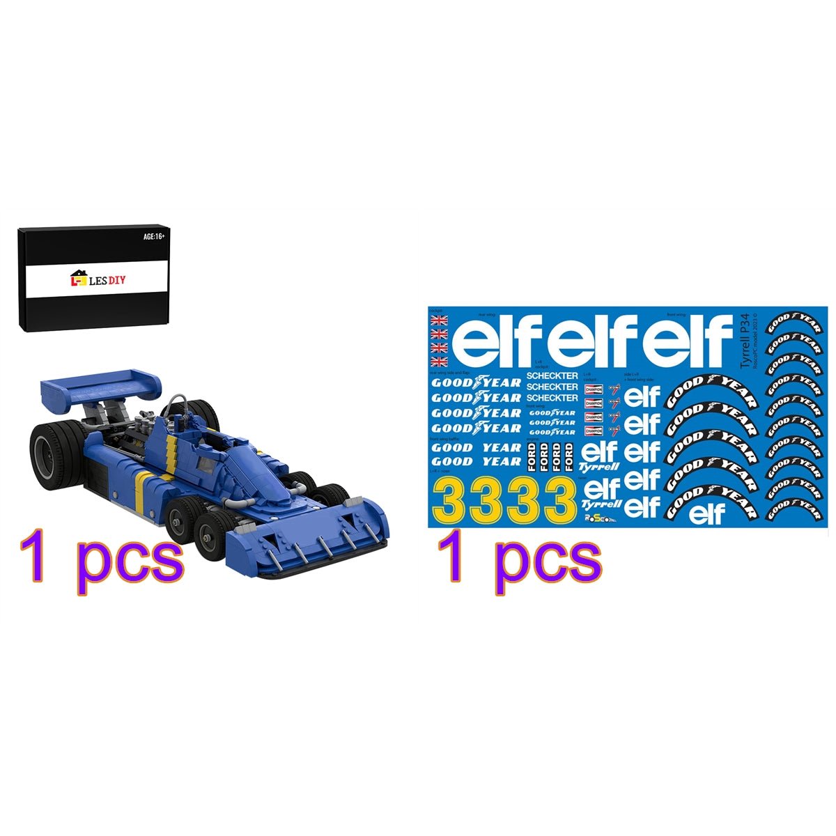 MOC - 158318 Tyrrell P34 1976 - scale 1:8 - LesDiy -