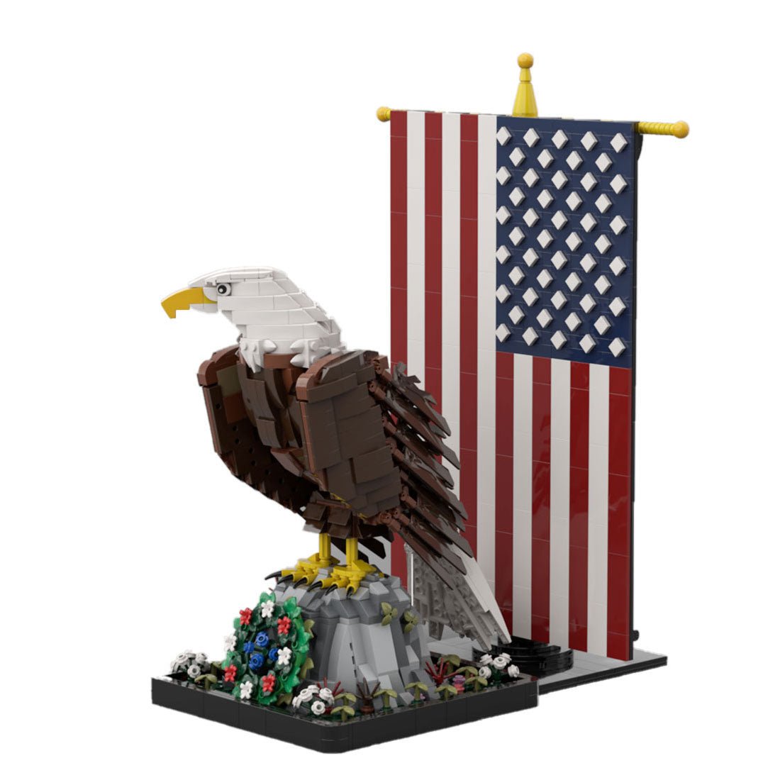 MOC - 161001+MOC - 161100 American Bald Eagle with Flag& Wreath - LesDiy -