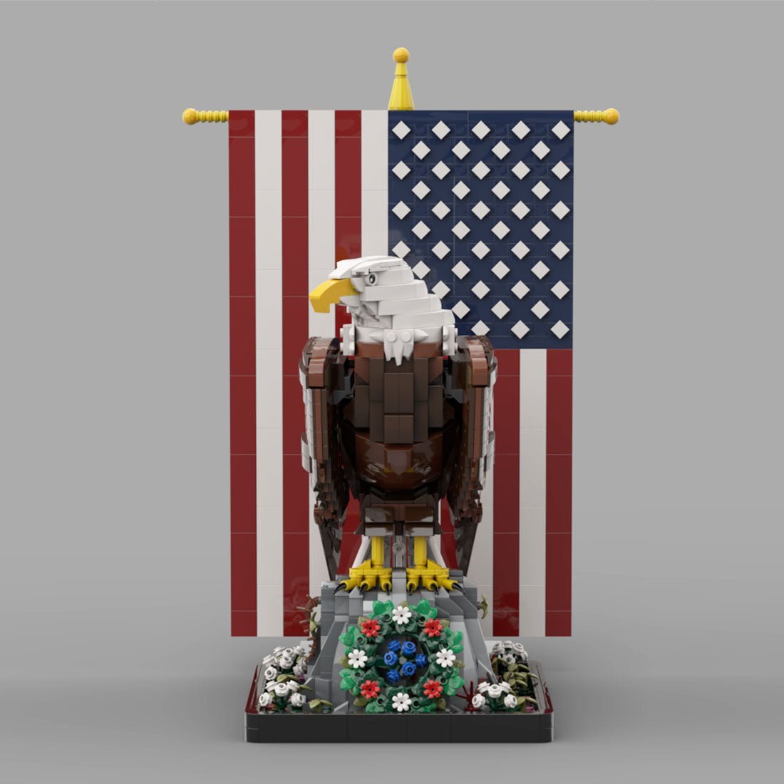 MOC - 161001+MOC - 161100 American Bald Eagle with Flag& Wreath - LesDiy -