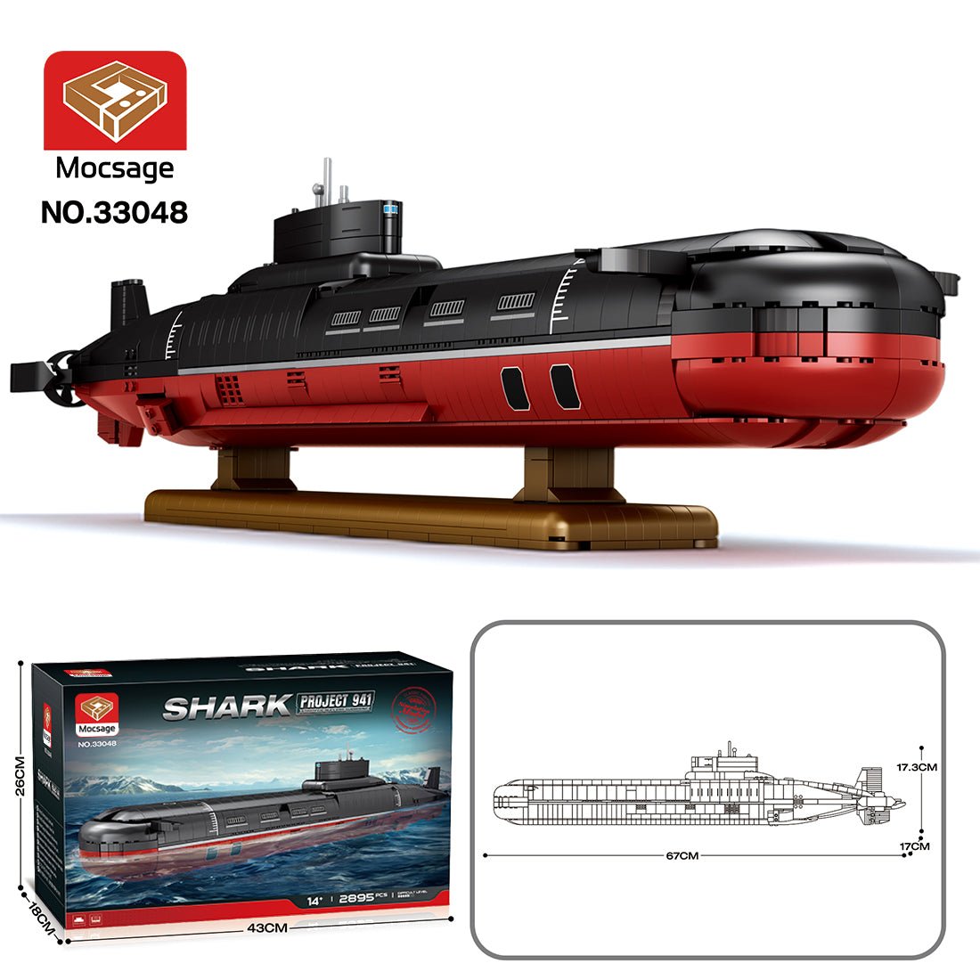 MOC - 193085 1/250 Scale Typhoon Class Submarine Building Blocks - LesDiy - Building Blocks