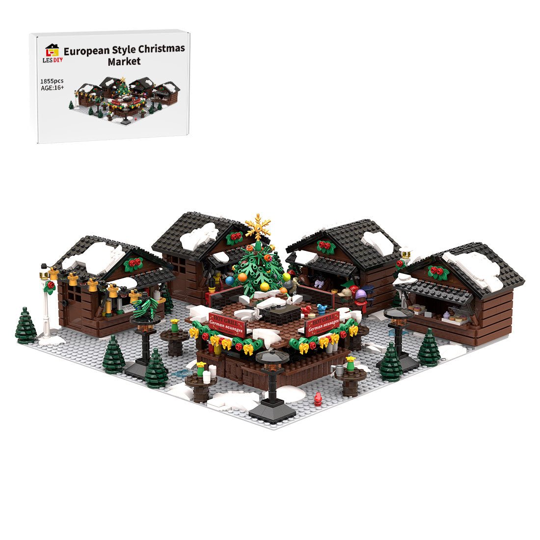 MOC - 201458 European Style Christmas Market Building Blocks - LesDiy - building blocks