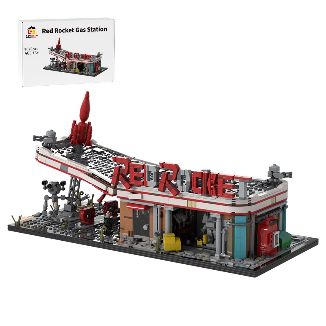 MOC - 207430 Fallout Red Rocket Gas Station Building Blocks - LesDiy - MOC