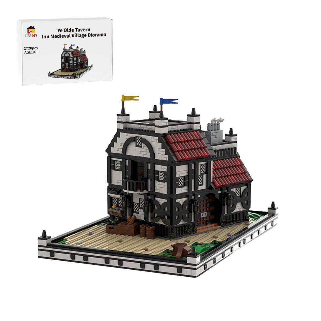 MOC - 210215 Ye Olde Tavern & Inn - Medieval Village Diorama Building Blocks - LesDiy - Building Blocks