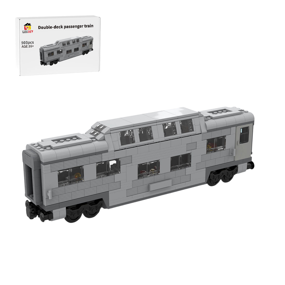 MOC-212051 Santa Fe Double-Decker Canopy Passenger Train Car Building Blocks-LesDiy-Locomotive-