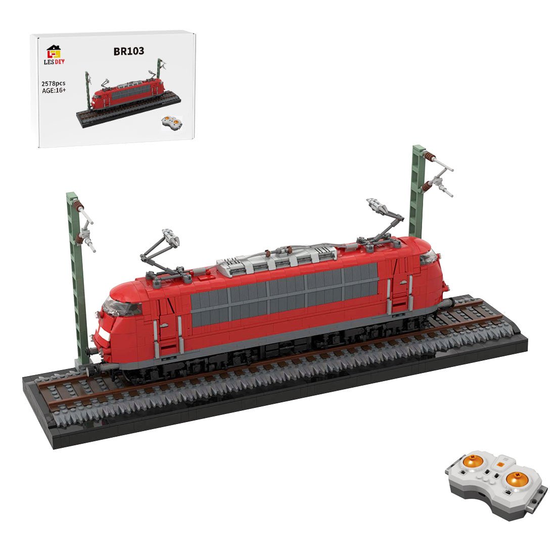 MOC - 212170 German BR103 Locomotive (red) Building Blocks - LesDiy - Building Blocks