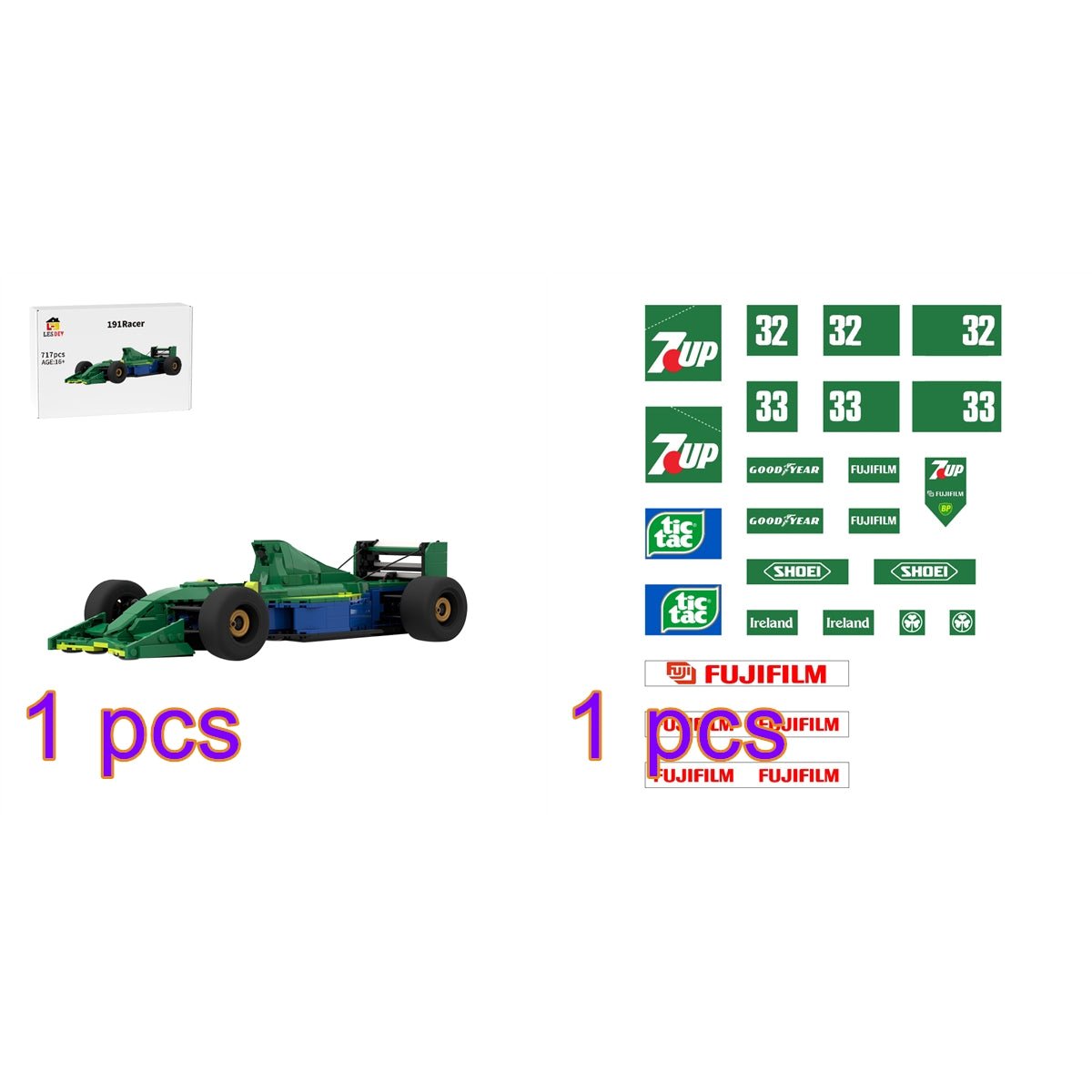 MOC - 213339 1/16 Scale Jordan 191 Race Car Building Blocks - LesDiy -