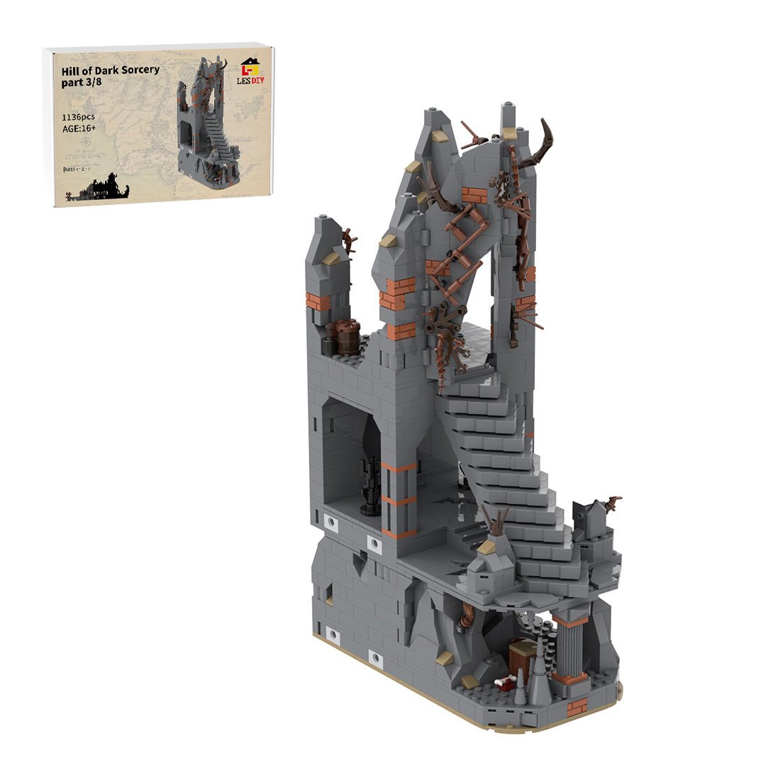 MOC - 216232 Part 3 Medieval Dark Magic Mountain Building Blocks - LesDiy - Building Blocks