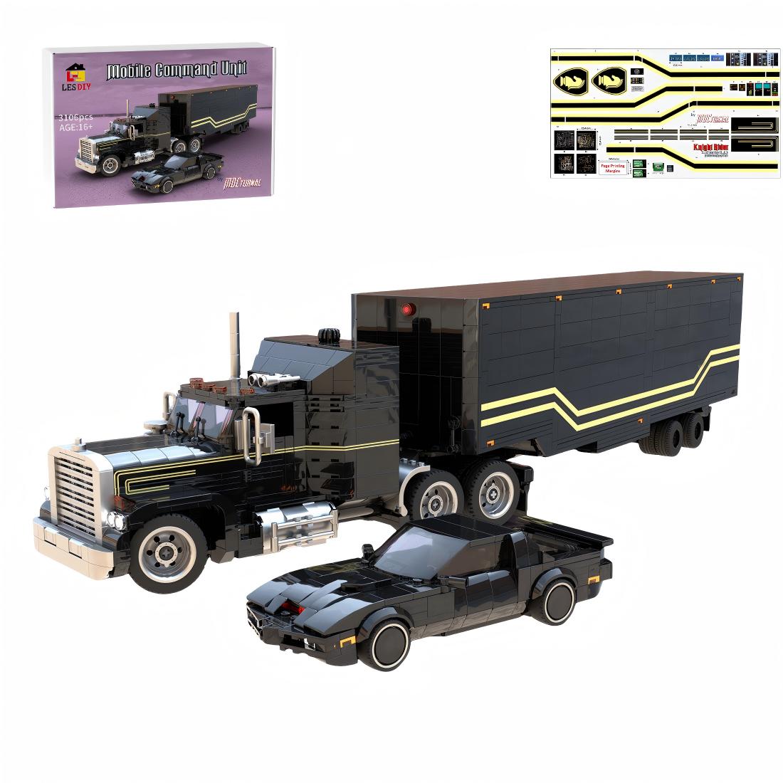 MOC - 216375 MOCturnal Knight Rider: KITT And the FLAG Mobile Command Unit Building Blocks - LesDiy -