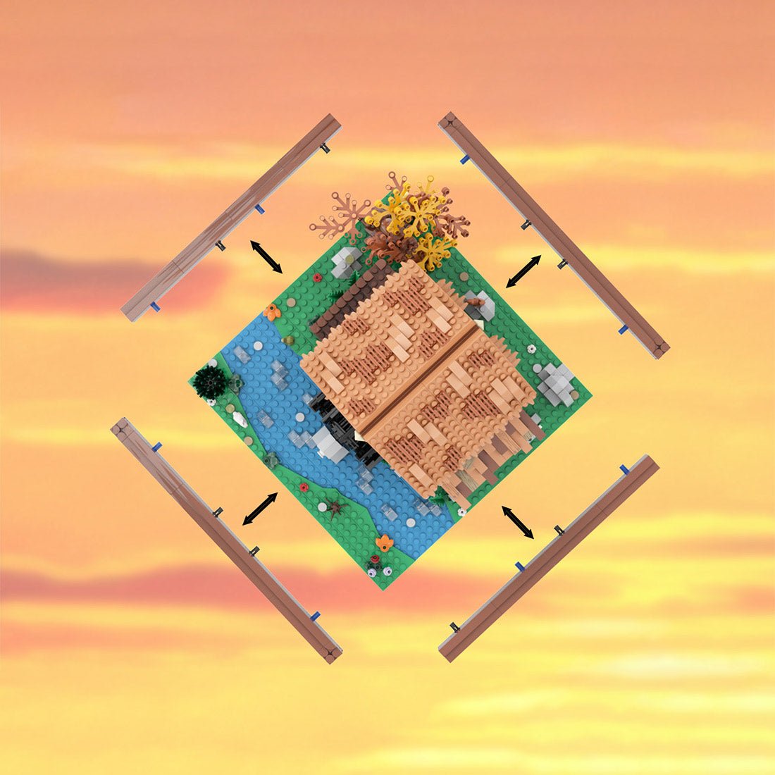 MOC - 219518 Water Mill - Medieval Village Diorama Building Blocks - LesDiy -