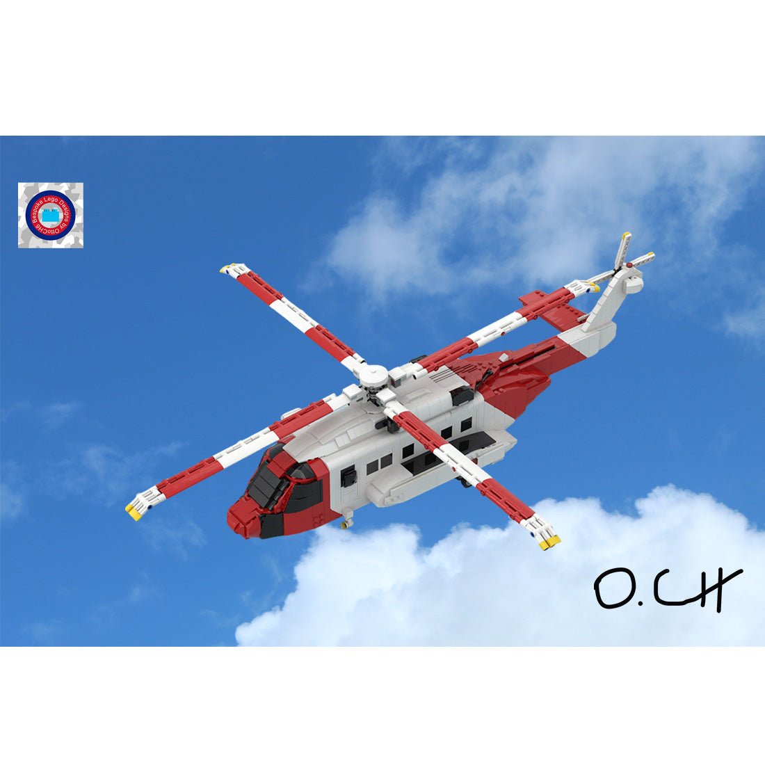 MOC - 219694 S - 92 Helibus Twin - Engine Medium Helicopter Building Blocks - LesDiy - Building Blocks