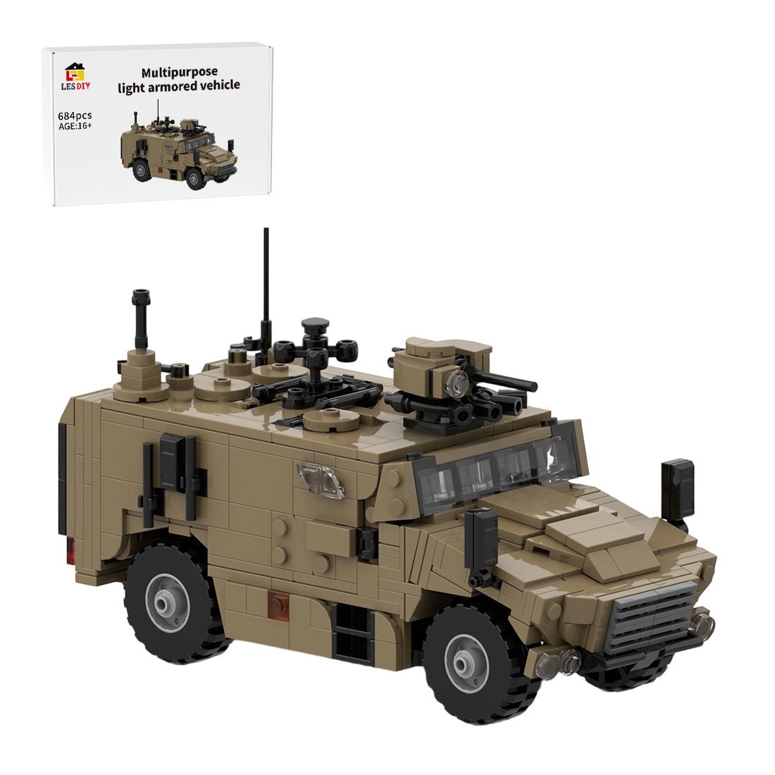 MOC - 222718 1/35 Scale WWII Military French 4×4 Transport Vehicle: VBMR - L Serval Building Blocks - LesDiy -