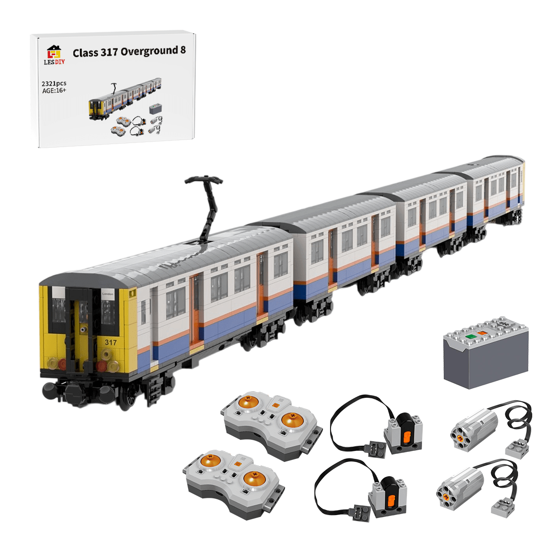 MOC - 223165 Class 317 Overground Livery| 8 - Wide | Power Functions Building Blocks - LesDiy - MOC