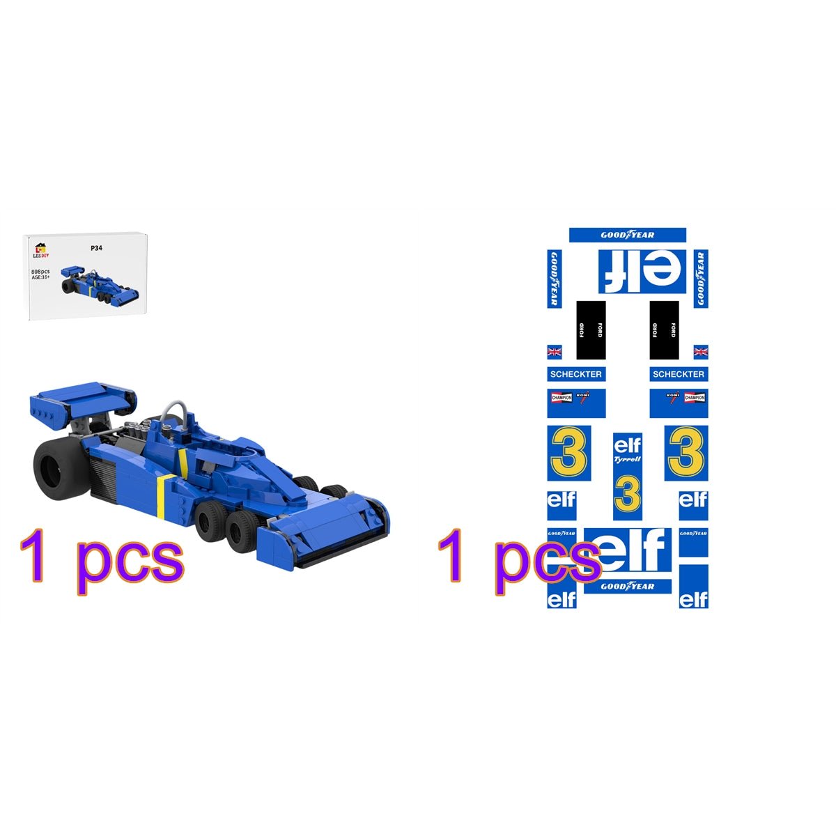 MOC - 229746 Tyrrell P34 1976 - working V8 Building Blocks - LesDiy -
