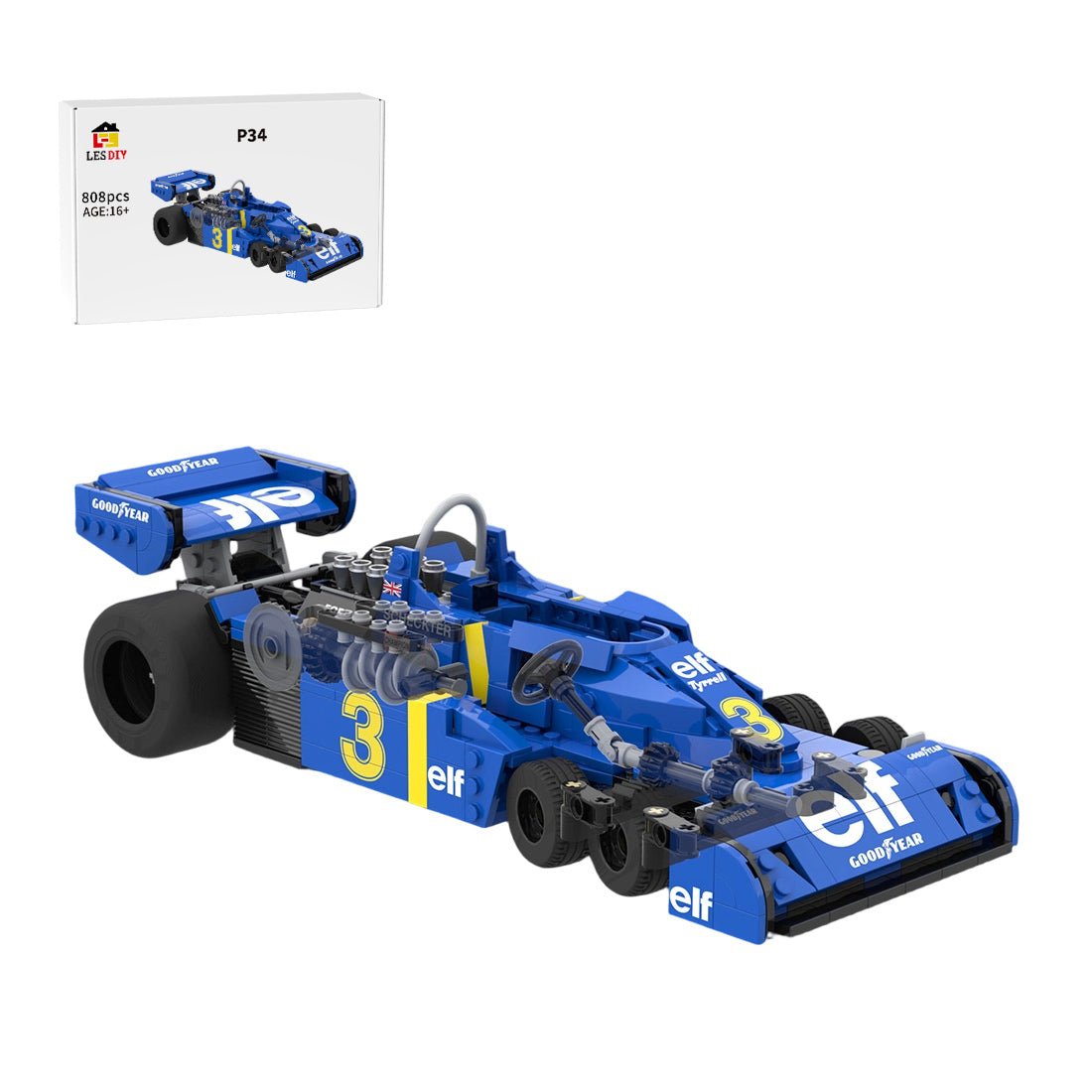 MOC - 229746 Tyrrell P34 1976 - working V8 Building Blocks - LesDiy -