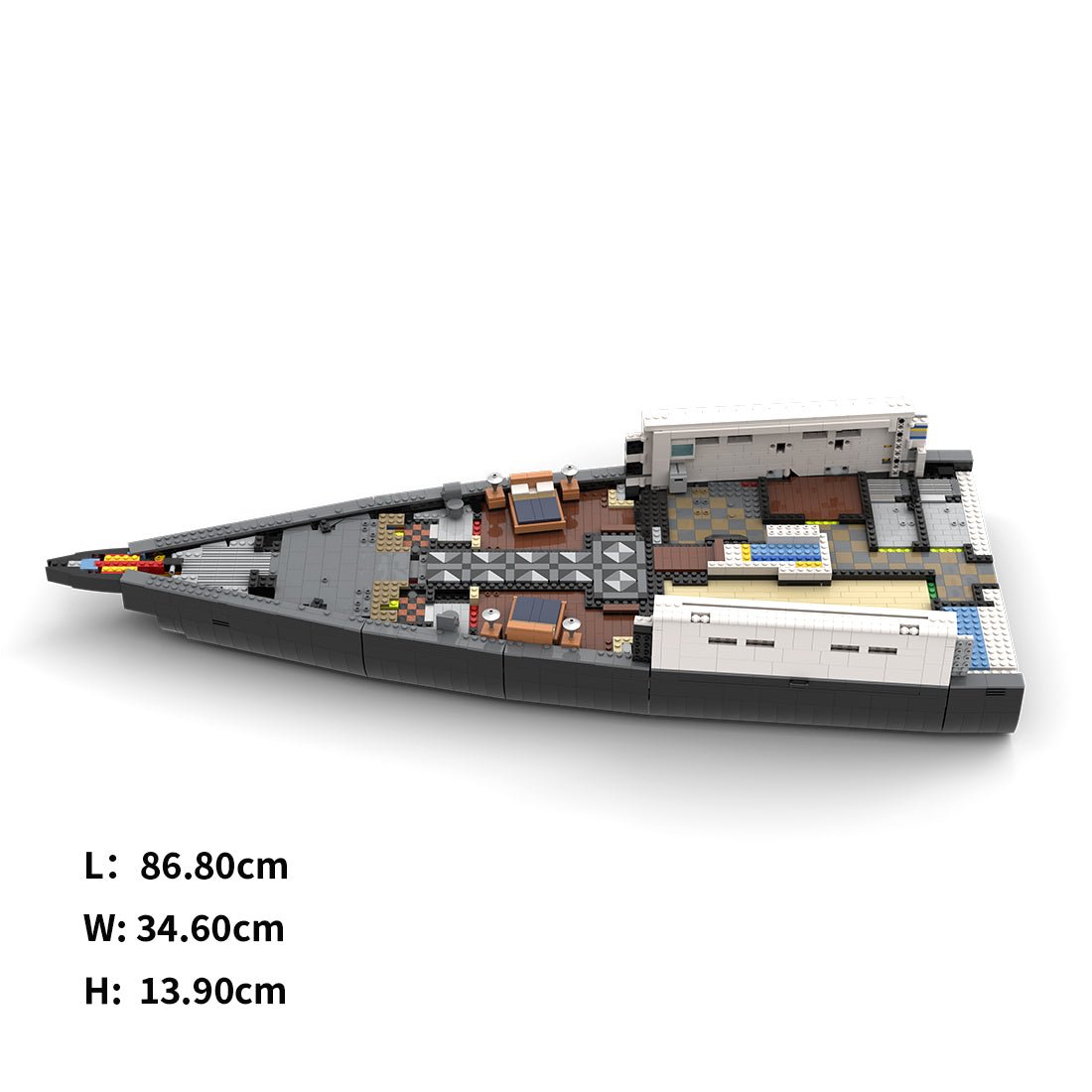MOC - 230069 1/38 Scale Ultra MEGA Yacht - Part 1 Module 2 Deck 1 Bow Building Blocks - LesDiy - Building Blocks