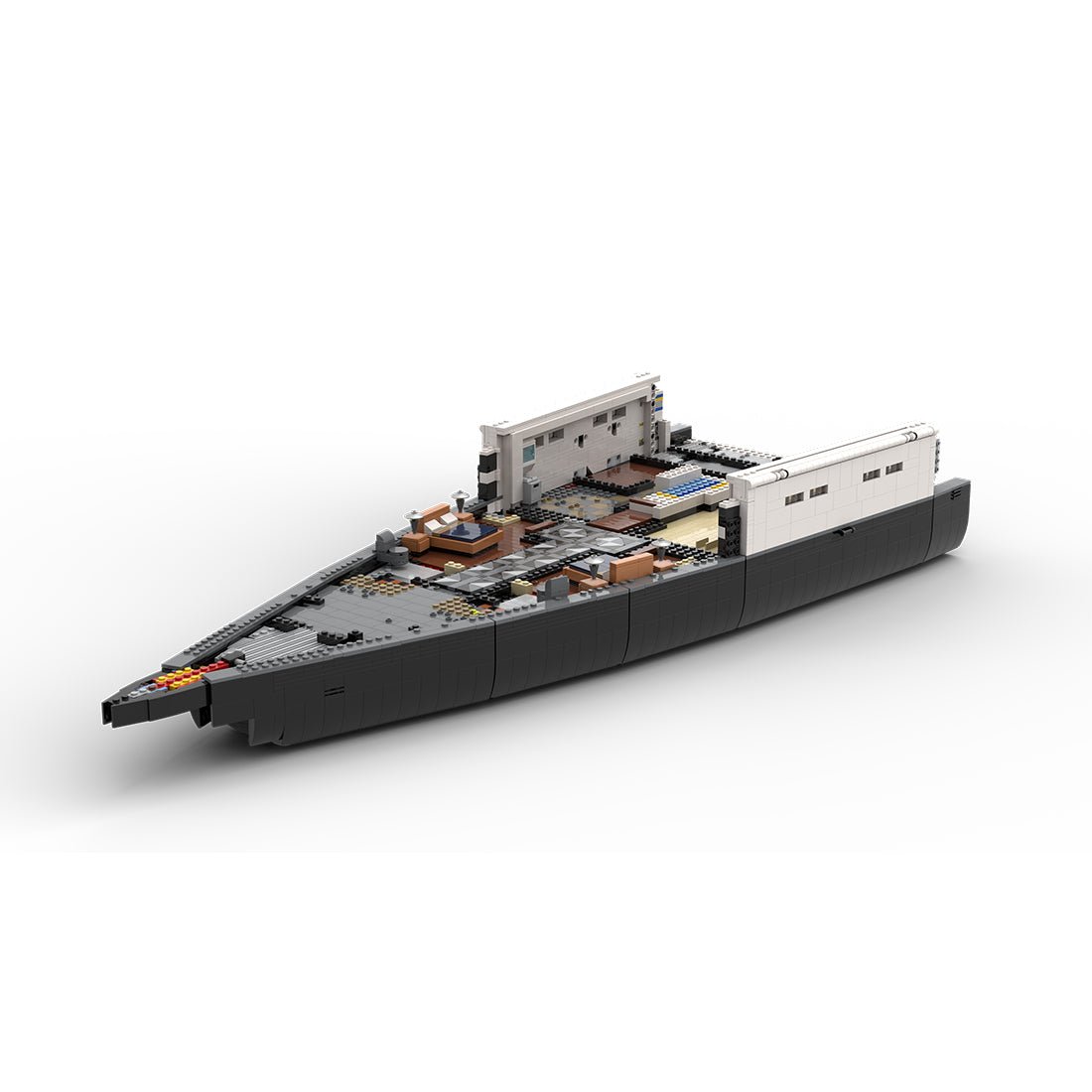 MOC - 230069 1/38 Scale Ultra MEGA Yacht - Part 1 Module 2 Deck 1 Bow Building Blocks - LesDiy - Building Blocks