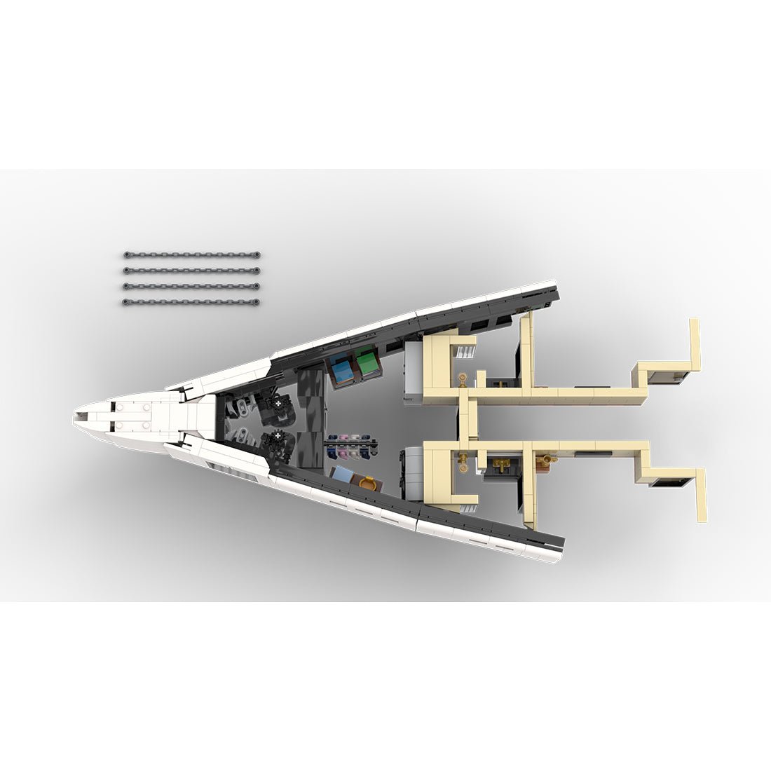 MOC - 230069 1/38 Scale Ultra MEGA Yacht - Part 1 Module 4 Deck 1 Bow Building Blocks - LesDiy - Building Blocks