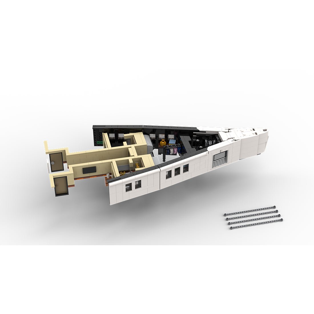 MOC - 230069 1/38 Scale Ultra MEGA Yacht - Part 1 Module 4 Deck 1 Bow Building Blocks - LesDiy - Building Blocks