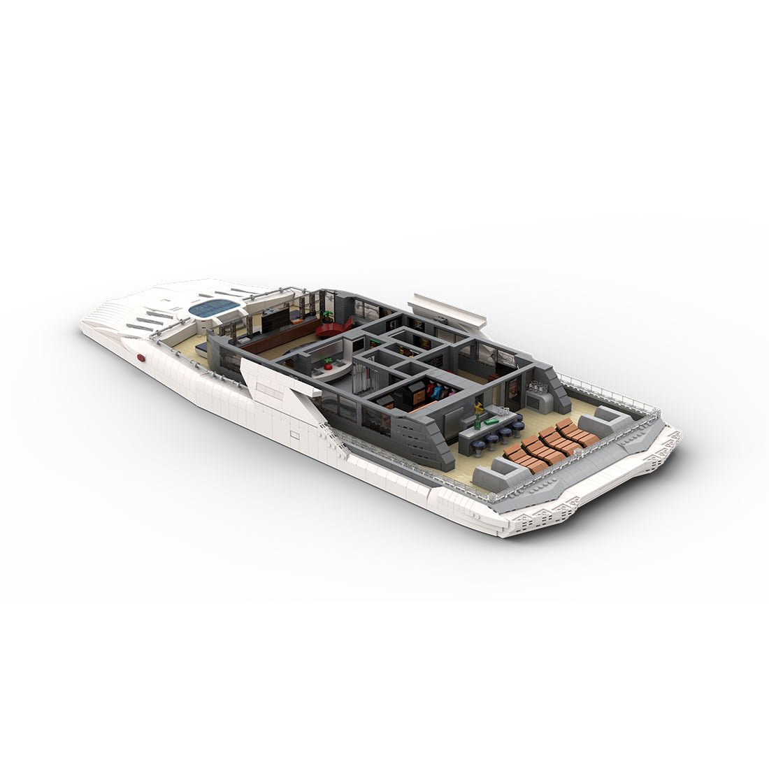 MOC - 230069 1/38 Scale Ultra MEGA Yacht - Part 10 Module 17 Deck 4 Owner's deck Building Blocks - LesDiy - Building Blocks