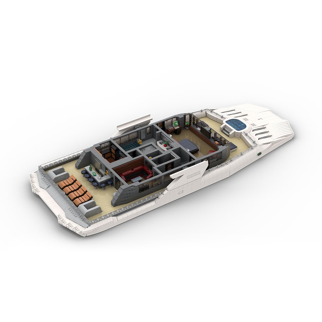 MOC - 230069 1/38 Scale Ultra MEGA Yacht - Part 10 Module 17 Deck 4 Owner's deck Building Blocks - LesDiy - Building Blocks