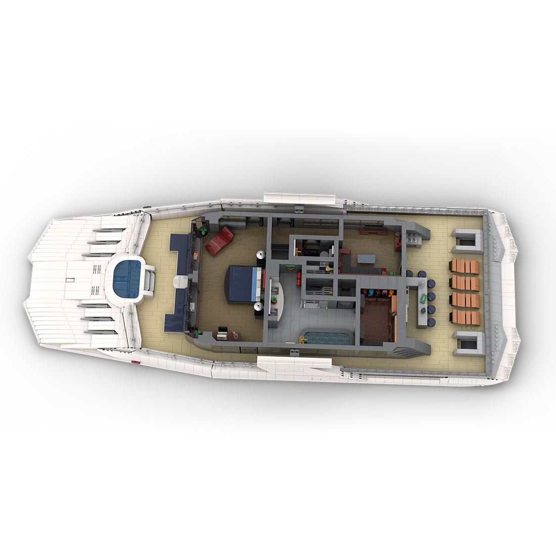 MOC - 230069 1/38 Scale Ultra MEGA Yacht - Part 10 Module 17 Deck 4 Owner's deck Building Blocks - LesDiy - Building Blocks