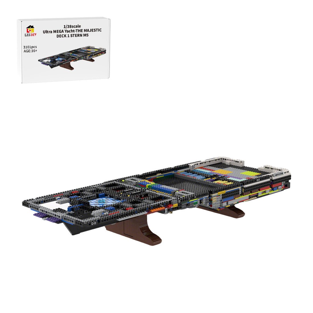 MOC - 230069 1/38 Scale Ultra MEGA Yacht - Part 2 Module 5 Deck 1 Stern Building Blocks - LesDiy - Building Blocks