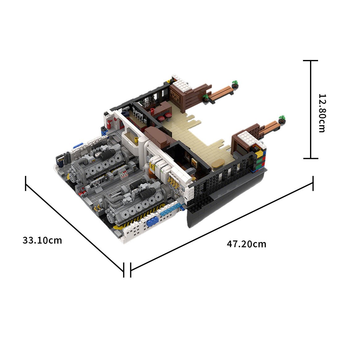 MOC - 230069 1/38 Scale Ultra MEGA Yacht - Part 2 Module 7 Deck 1 Stern Building Block - LesDiy - Building Blocks