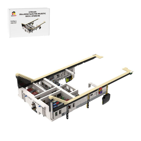 MOC - 230069 1/38 Scale Ultra MEGA Yacht - Part 2 Module 8 Deck 1 Stern Building Blocks - LesDiy - Building Blocks