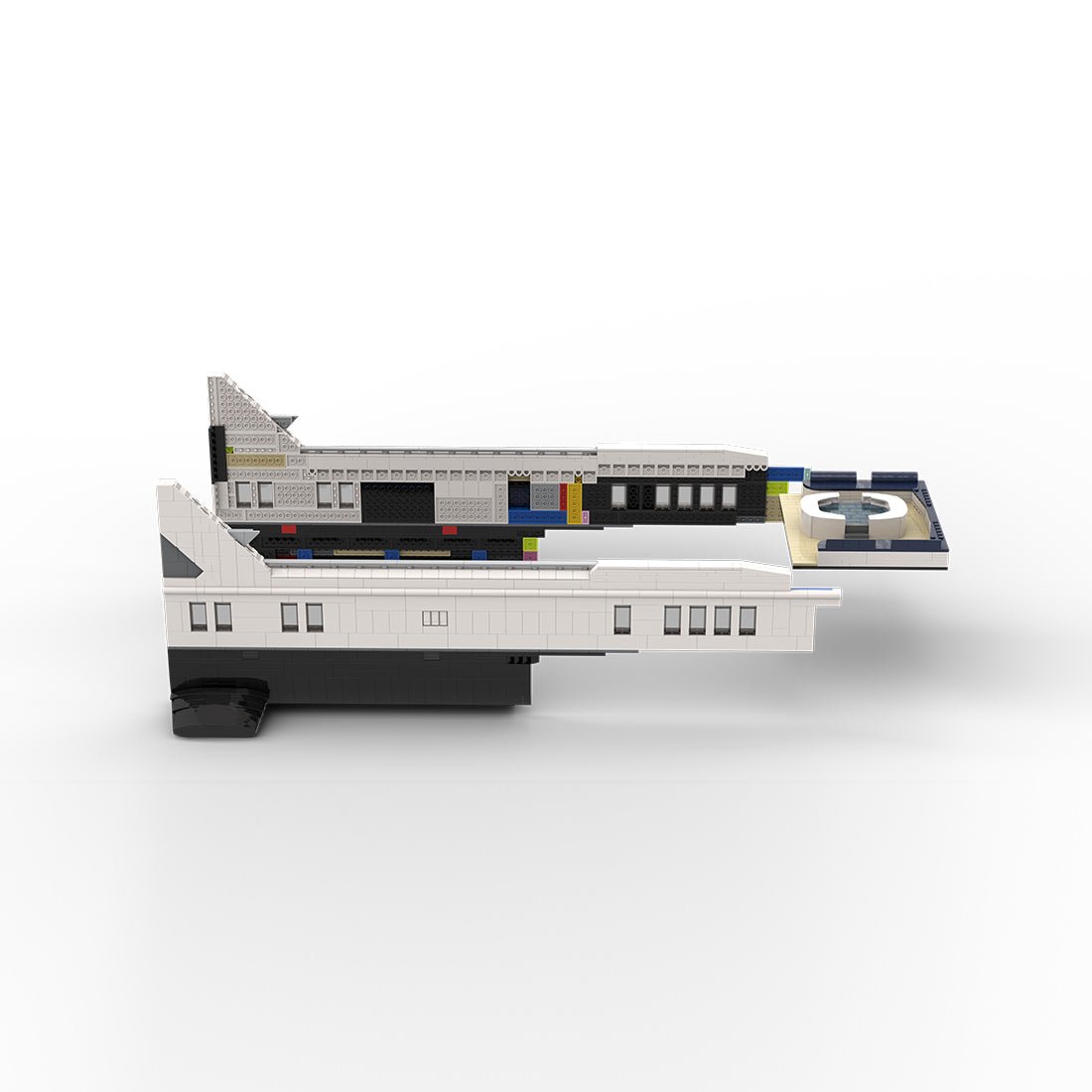 MOC - 230069 1/38 Scale Ultra MEGA Yacht - Part 2 Module 9 Deck 1 Stern Building Blocks - LesDiy - Building Blocks