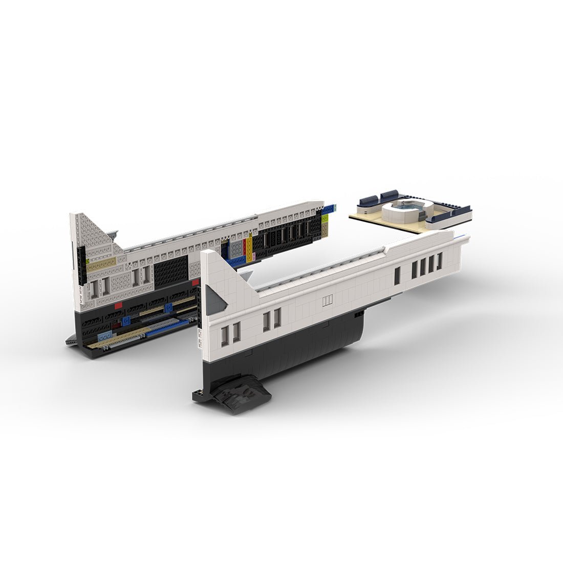 MOC - 230069 1/38 Scale Ultra MEGA Yacht - Part 2 Module 9 Deck 1 Stern Building Blocks - LesDiy - Building Blocks