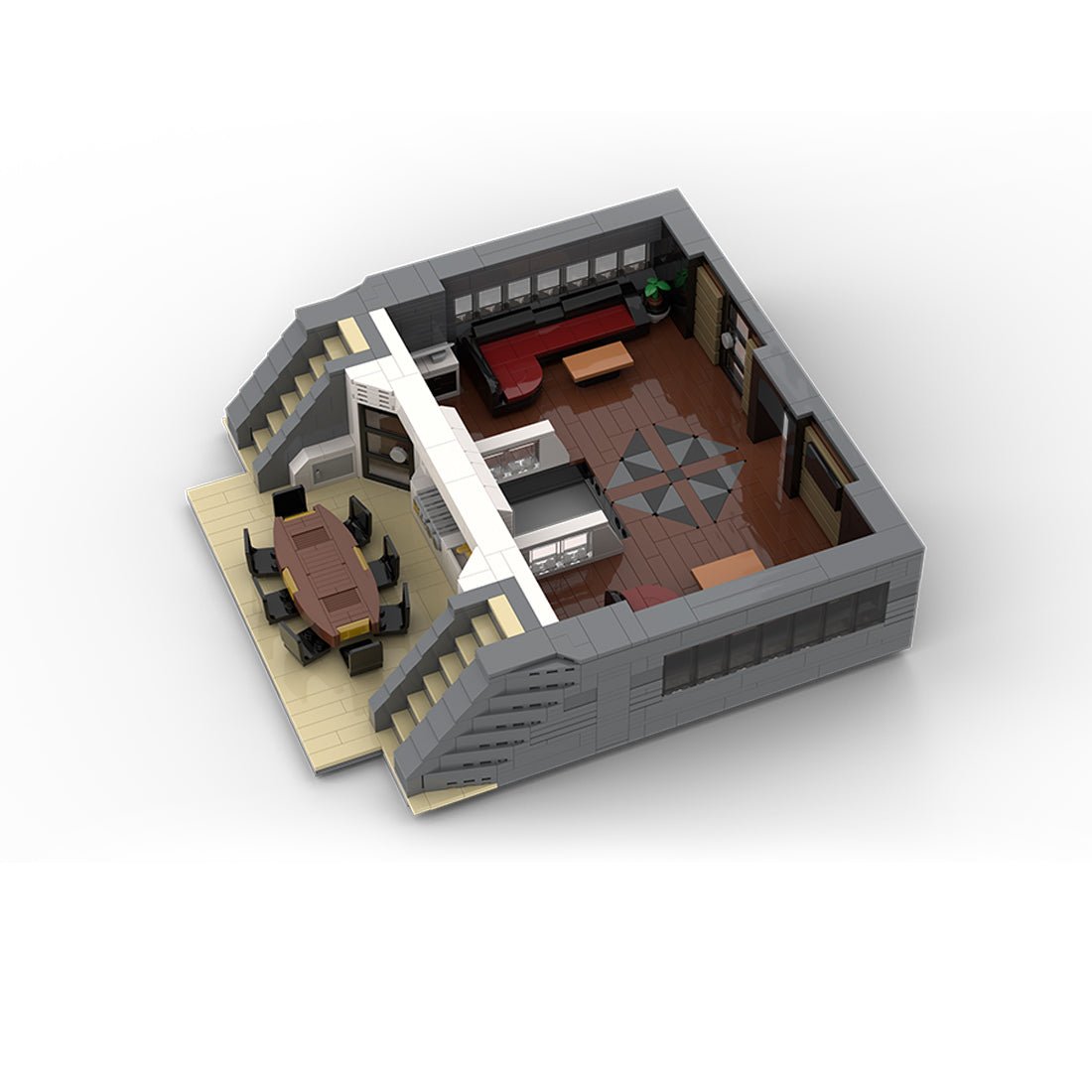 MOC - 230069 1/38 Scale Ultra MEGA Yacht - Part 3 Module 10 Deck 2 Stern 1 Building Blocks - LesDiy - Building Blocks