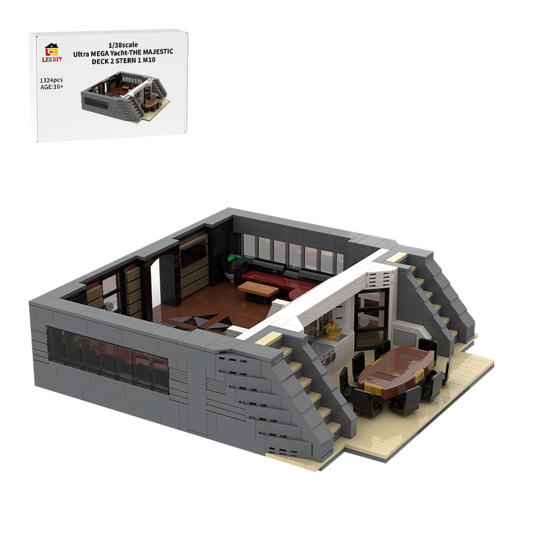 MOC - 230069 1/38 Scale Ultra MEGA Yacht - Part 3 Module 10 Deck 2 Stern 1 Building Blocks - LesDiy - Building Blocks