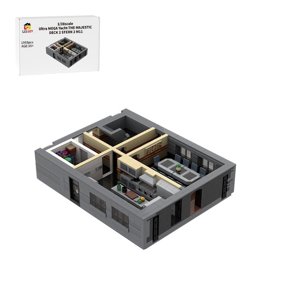 MOC - 230069 1/38 Scale Ultra MEGA Yacht - Part 4 Module 11 Deck 2 Stern 2 Building Blocks - LesDiy - Building Blocks