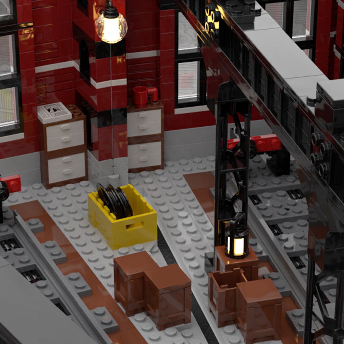 MOC - 232697 Free Parking Locomotives Roundhouse Building Blocks - LesDiy -