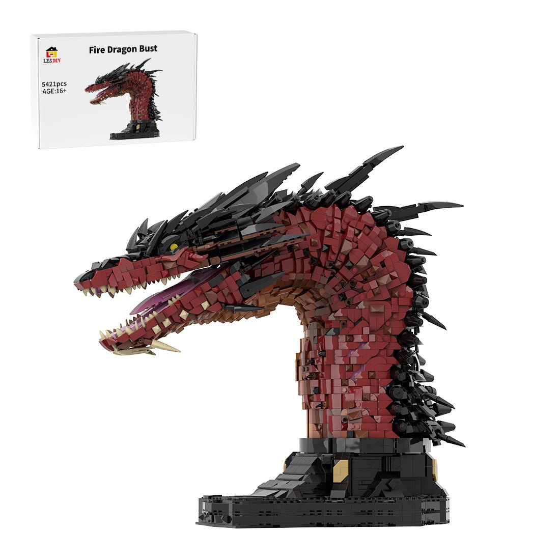 MOC-241509 Fire Dragon Bust Building Blocks | LesDiy
