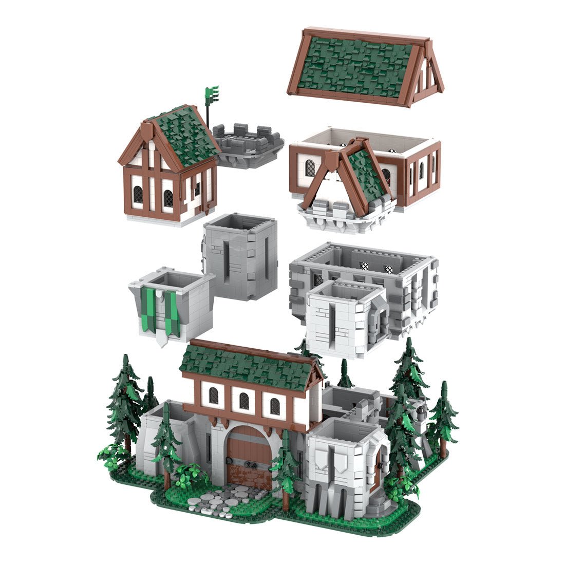 MOC-241818 Green Dragon Knights’ Castle Building Blocks-LesDiy-Building Blocks-