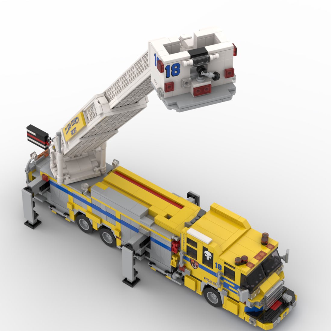 MOC-252194 2015 Pierce Quantum Tower Ladder Fire Truck Clark County FD Building Blocks-LesDiy-MOC-