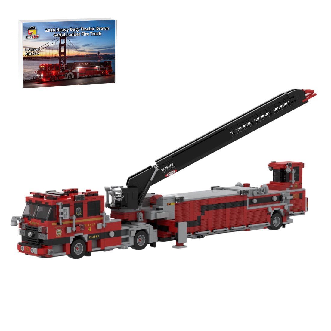 MOC-254378 Pierce Arrow XT Tiller Fire Truck Building Blocks-LesDiy-MOC-