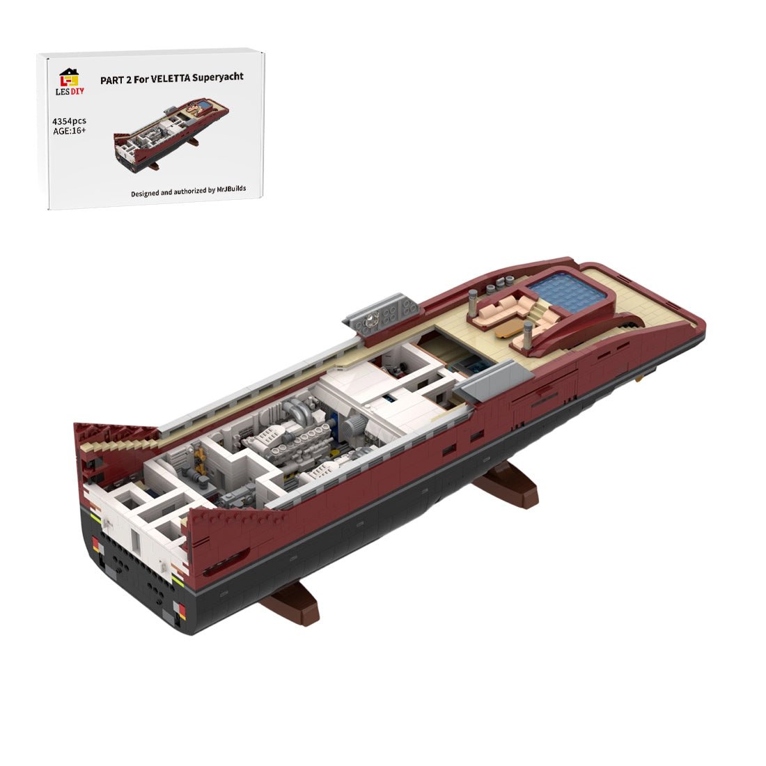 MOC - 254412 120CM Modular Luxury Yacht II Building Blocks - LesDiy -