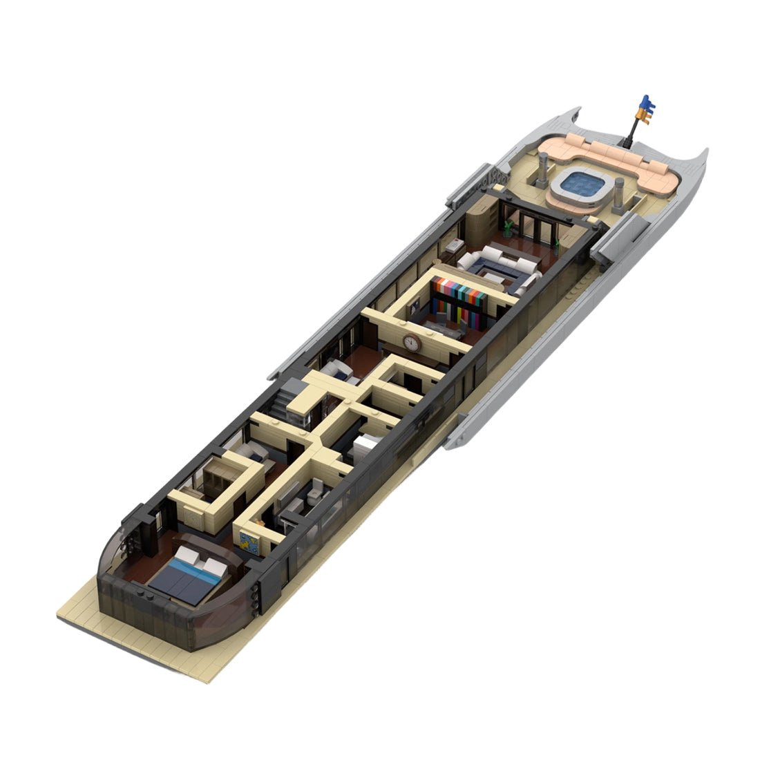 MOC - 254412 120CM Modular Luxury Yacht IV Building Blocks - LesDiy -