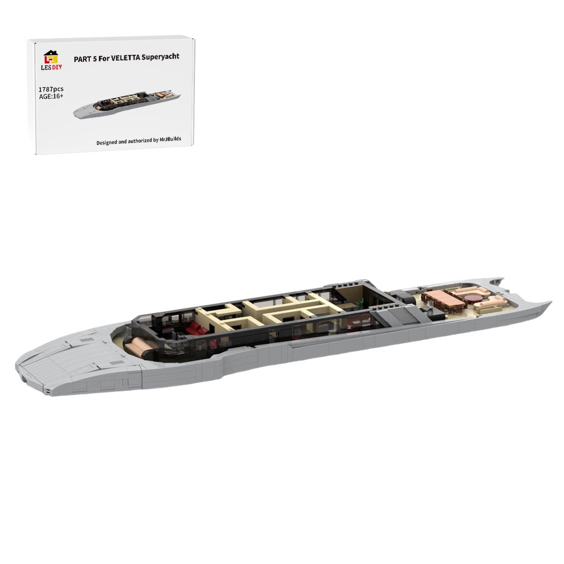 MOC - 254412 120CM Modular Luxury Yacht V Building Blocks - LesDiy -