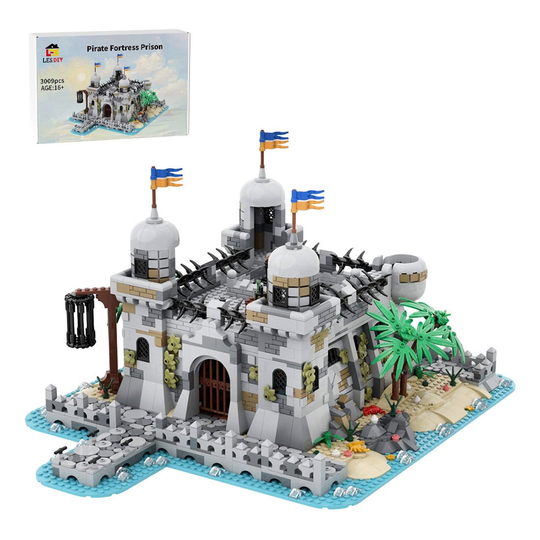 MOC-266198 Pirate Lock-Up Seafarer's Bay Building Blocks-LesDiy-MOC-