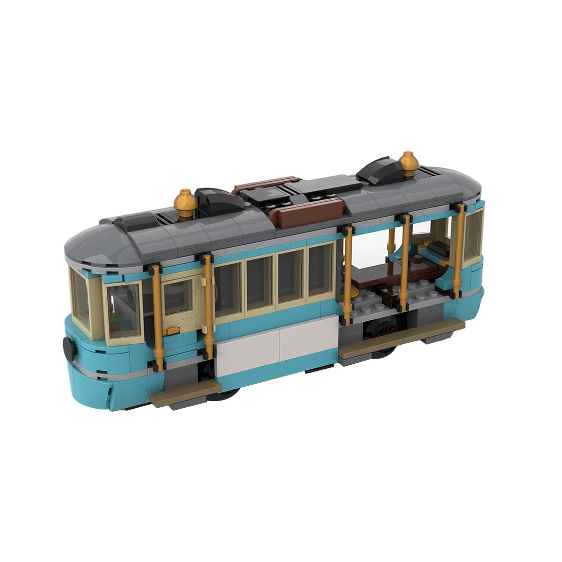 MOC-267158 Classic Beach Tram 60506 Motorized Building Blocks-LesDiy-Locomotive-